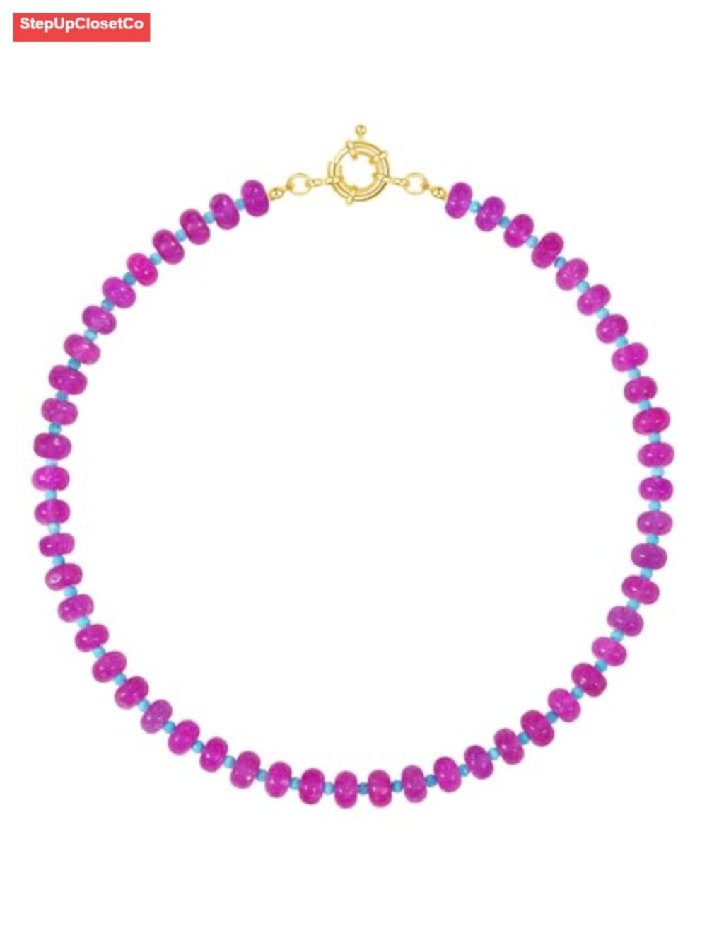 Natural Gemstone Choker Necklace 16" 14K Gold Plated Beaded Boho Summer Jewelry